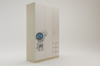Шкаф 3-х створчатый с ящиками Санни (Белый/корпус Клен) в Нерюнгри - neryungri.mebel54.com | фото