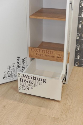 Шкаф для белья «Оксфорд» (Ривьера/Белый с рисунком) в Нерюнгри - neryungri.mebel54.com | фото
