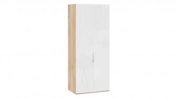 Шкаф для одежды с 2 глухими дверями «Эмбер» Яблоня Беллуно/Белый глянец в Нерюнгри - neryungri.mebel54.com | фото