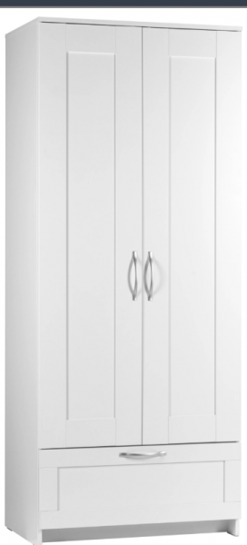 Шкаф двухдверный Сириус с 1 ящиком белый в Нерюнгри - neryungri.mebel54.com | фото