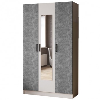 Шкаф комбинированный Ларс (1,2) с зеркалом белый/ателье светлое в Нерюнгри - neryungri.mebel54.com | фото