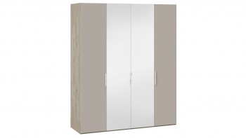 Шкаф комбинированный с 2 глухими и 2 зеркальными дверями «Эмбер» Баттл Рок/Серый глянец в Нерюнгри - neryungri.mebel54.com | фото
