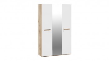 Шкаф комбинированный с 3-мя дверями «Фьюжн» Дуб делано/Белый глянец в Нерюнгри - neryungri.mebel54.com | фото