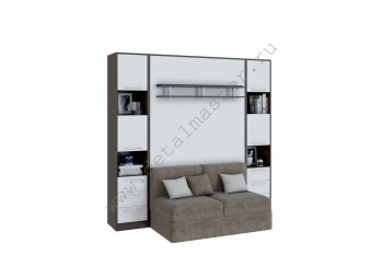 Шкаф-кровать с диваном БЕЛА с полкой ножкой в Нерюнгри - neryungri.mebel54.com | фото