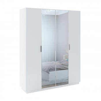 Шкаф с зер. 4 двери М22 Спальня Тиффани (белый текстурный) в Нерюнгри - neryungri.mebel54.com | фото