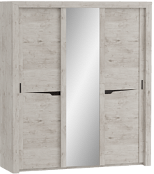 Шкаф трехдверный Соренто с раздвижными дверями Дуб бонифаций/Кофе структурный матовый в Нерюнгри - neryungri.mebel54.com | фото