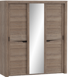 Шкаф трехдверный Соренто с раздвижными дверями Дуб стирлинг/Кофе структурный матовый в Нерюнгри - neryungri.mebel54.com | фото