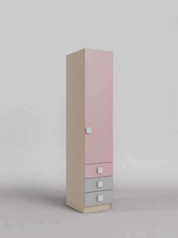 Шкаф угловой (секция с ящиками) Грэйси (Розовый/Серый/корпус Клен) в Нерюнгри - neryungri.mebel54.com | фото