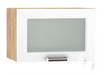 Шкаф верхний со стеклом Прага ШВГС 500 (Белое дерево/корпус дуб крафт золотой) в Нерюнгри - neryungri.mebel54.com | фото
