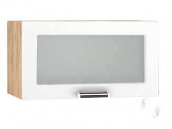 Шкаф верхний со стеклом Прага ШВГС 600 (Белое дерево/корпус дуб крафт золотой) в Нерюнгри - neryungri.mebel54.com | фото
