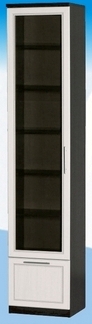 Шкаф высокий с ящиком и стеклодверью ДЛЯ ГОСТИНОЙ ШВЯС-450 Венге/Дуб выбеленный в Нерюнгри - neryungri.mebel54.com | фото