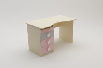 Стол (столешница с выемкой) Грэйси (Розовый/Серый/корпус Клен) в Нерюнгри - neryungri.mebel54.com | фото