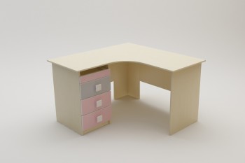 Стол угловой Грэйси (Розовый/Серый/корпус Клен) в Нерюнгри - neryungri.mebel54.com | фото