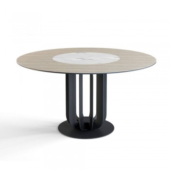 Стол круглый Rotor (160), шпон + керамика светлая в Нерюнгри - neryungri.mebel54.com | фото