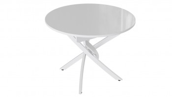 Стол обеденный «Diamond» Тип 3 (Белый муар/Белый глянец) в Нерюнгри - neryungri.mebel54.com | фото