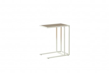 Стол приставной Скандик 42.24 (со стеклом) (металл: белый) в Нерюнгри - neryungri.mebel54.com | фото